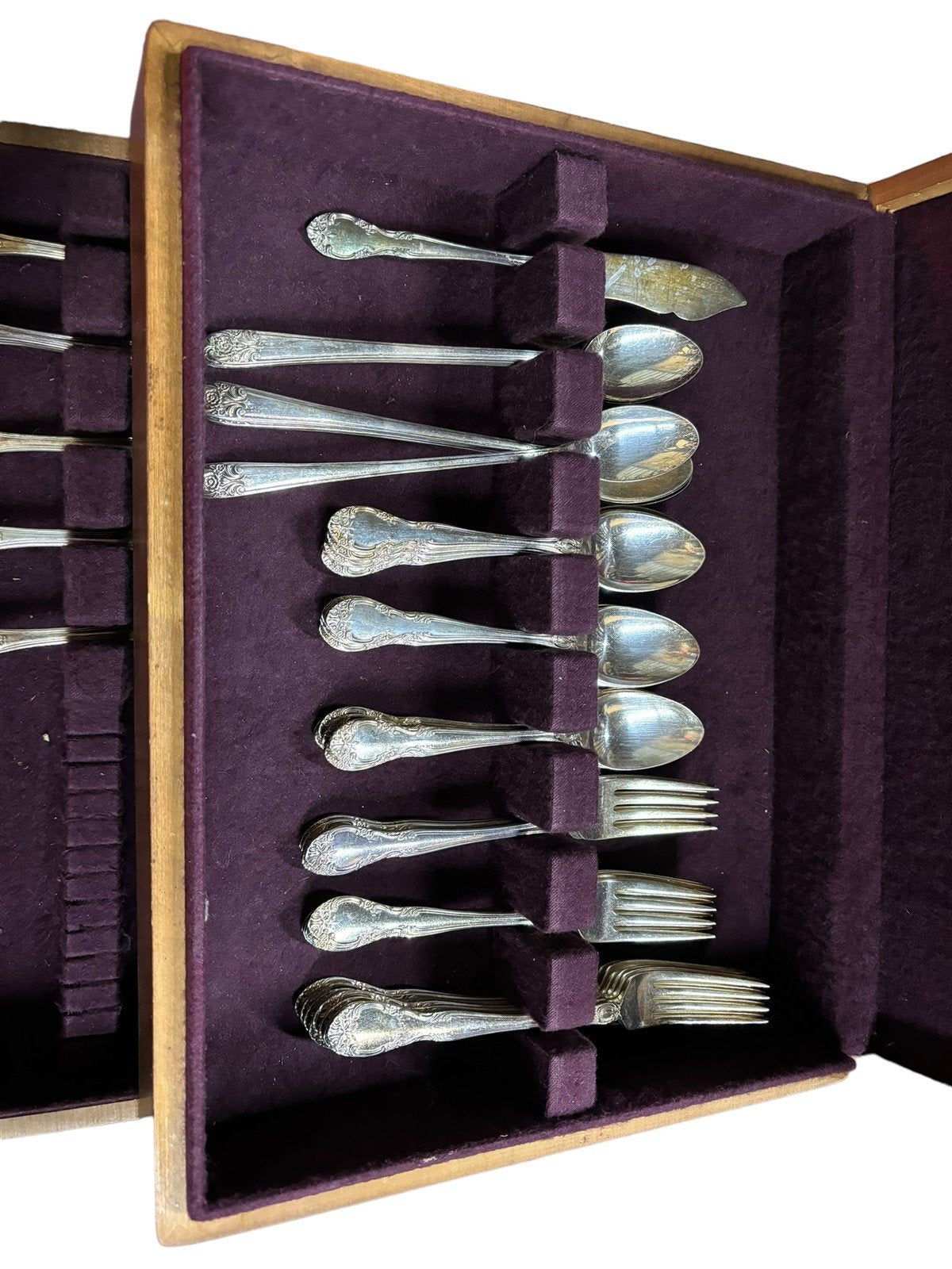 Flatware Gorham New Elegance Silverplate Cutlery Set 59 Pc Tiered Case Serving