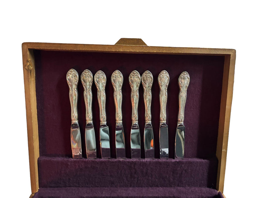 Flatware Gorham New Elegance Silverplate Cutlery Set 59 Pc Tiered Case Serving