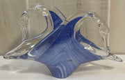 Art Murano Blue Glass Swan Napkin Holder w/ Sticker Vintage Lavorazione Italy
