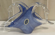 Art Murano Blue Glass Swan Napkin Holder w/ Sticker Vintage Lavorazione Italy