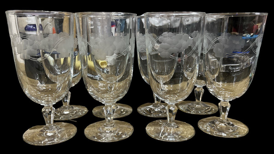 Libbey Iced Tea Glasses Antique Brookdale Pattern Vintage Set of 8