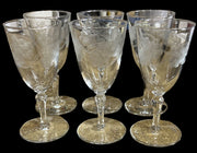 Libbey Wine Glasses Antique Brookdale Pattern Vintage Set of 6