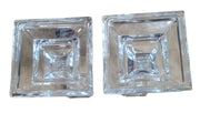 Crystal Candlestick Holder Vintage Square Base Set of 2