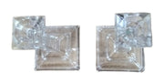 Crystal Candlestick Holder Vintage Square Base Set of 2