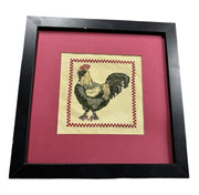 Needle Point Rooster Stitched Art Wall Decor Black Frame