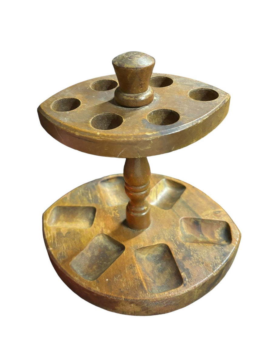 Pipe Stand Wooden Display Rack 6 Spot Tobacciana Home Decor