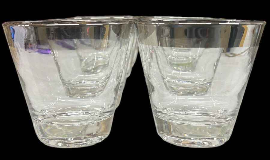 Double Shot Glasses Antique Queens Lusterware Vintage Silver Rim Set of 8