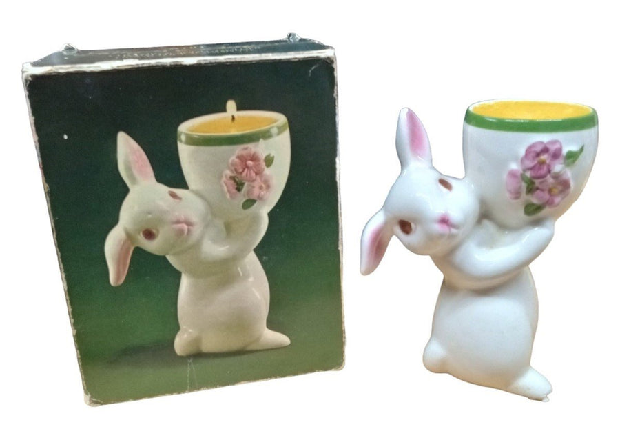 Avon Sunny Bunny Candle Holder Vintage Collectible Decorative Floral