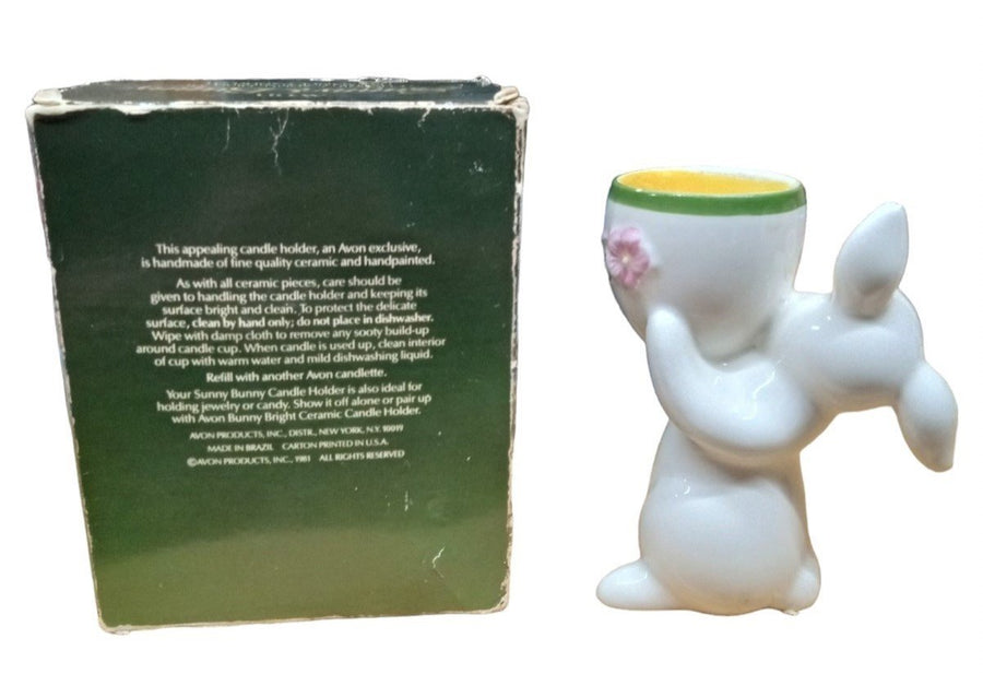 Avon Sunny Bunny Candle Holder Vintage Collectible Decorative Floral
