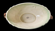 Planter Antique Green and Brown Leaves Vintage Oval Bowl with Handles