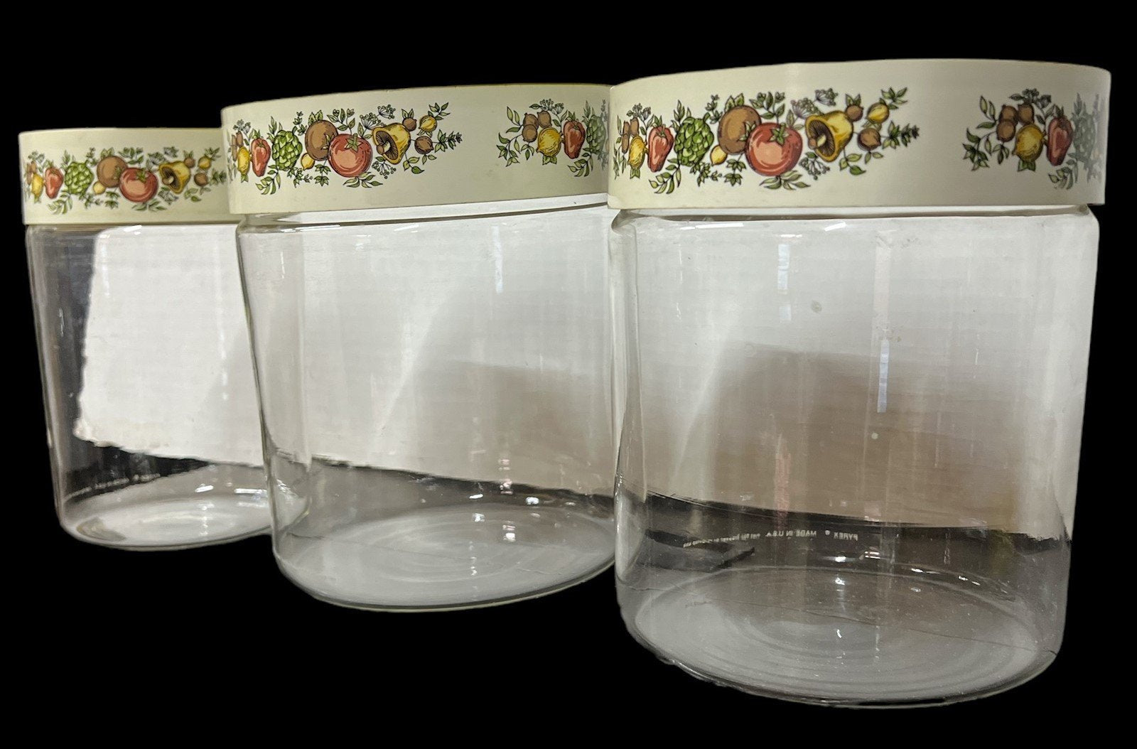 Spice of Life Glass Canisters with Lids Antique Pyrex Vintage Set of 3