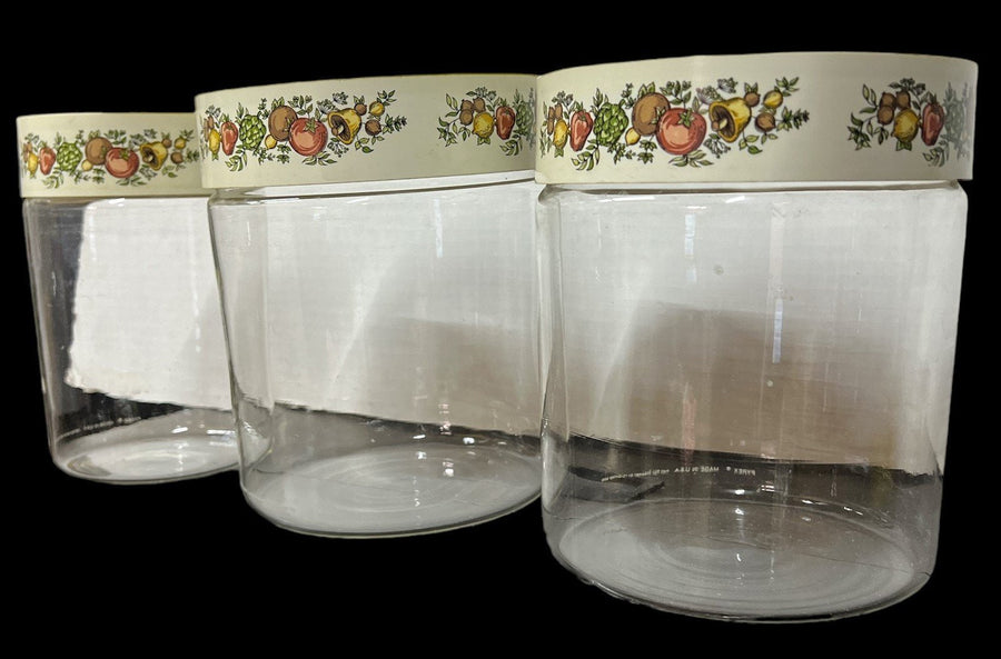 Spice of Life Glass Canisters with Lids Antique Pyrex Vintage Set of 3