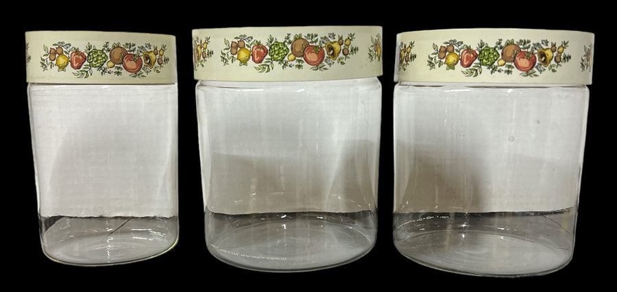 Spice of Life Glass Canisters with Lids Antique Pyrex Vintage Set of 3
