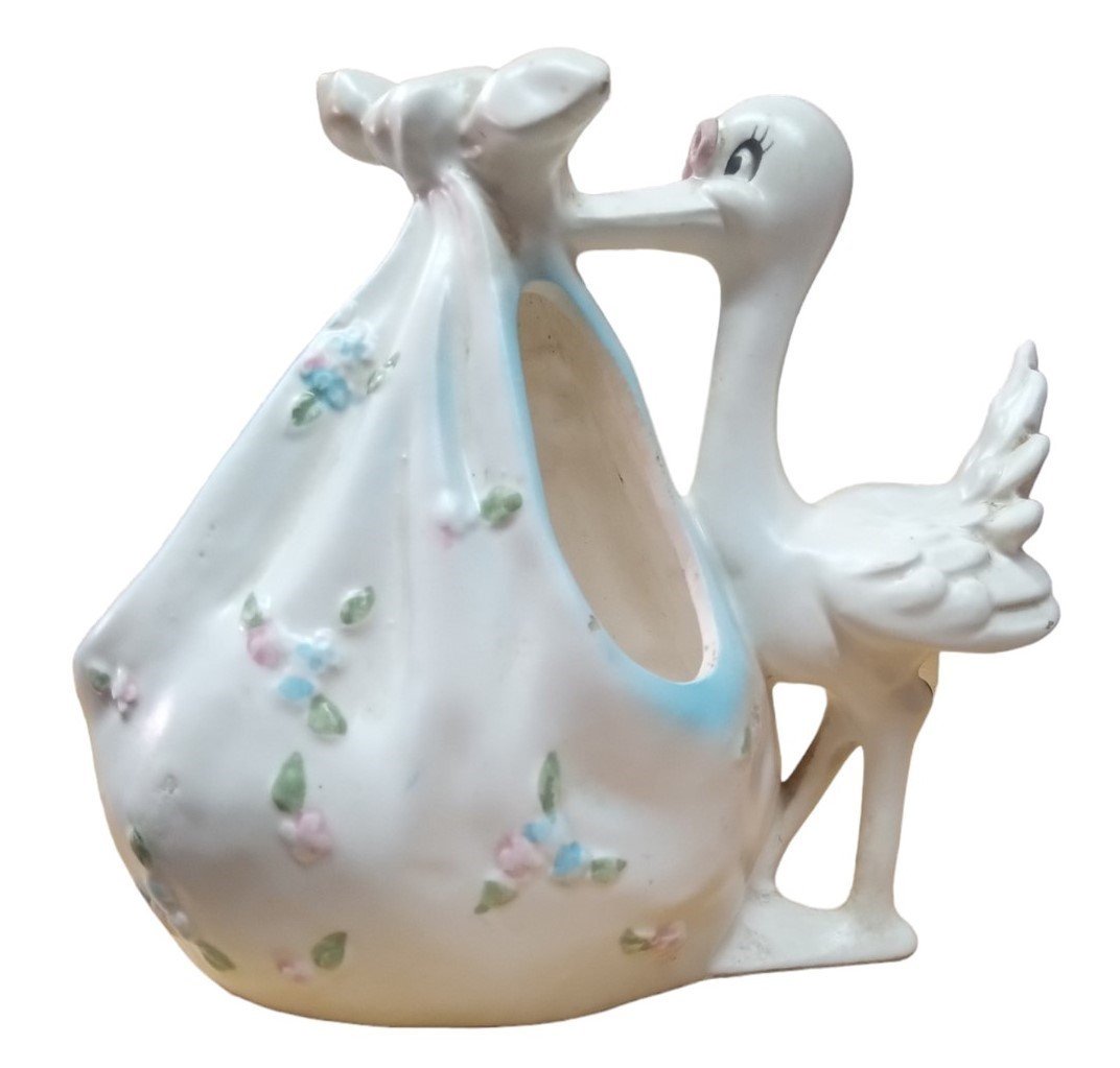 Lefton Japan Stork Ceramic Planter Vintage Collectible Decorative Indoor