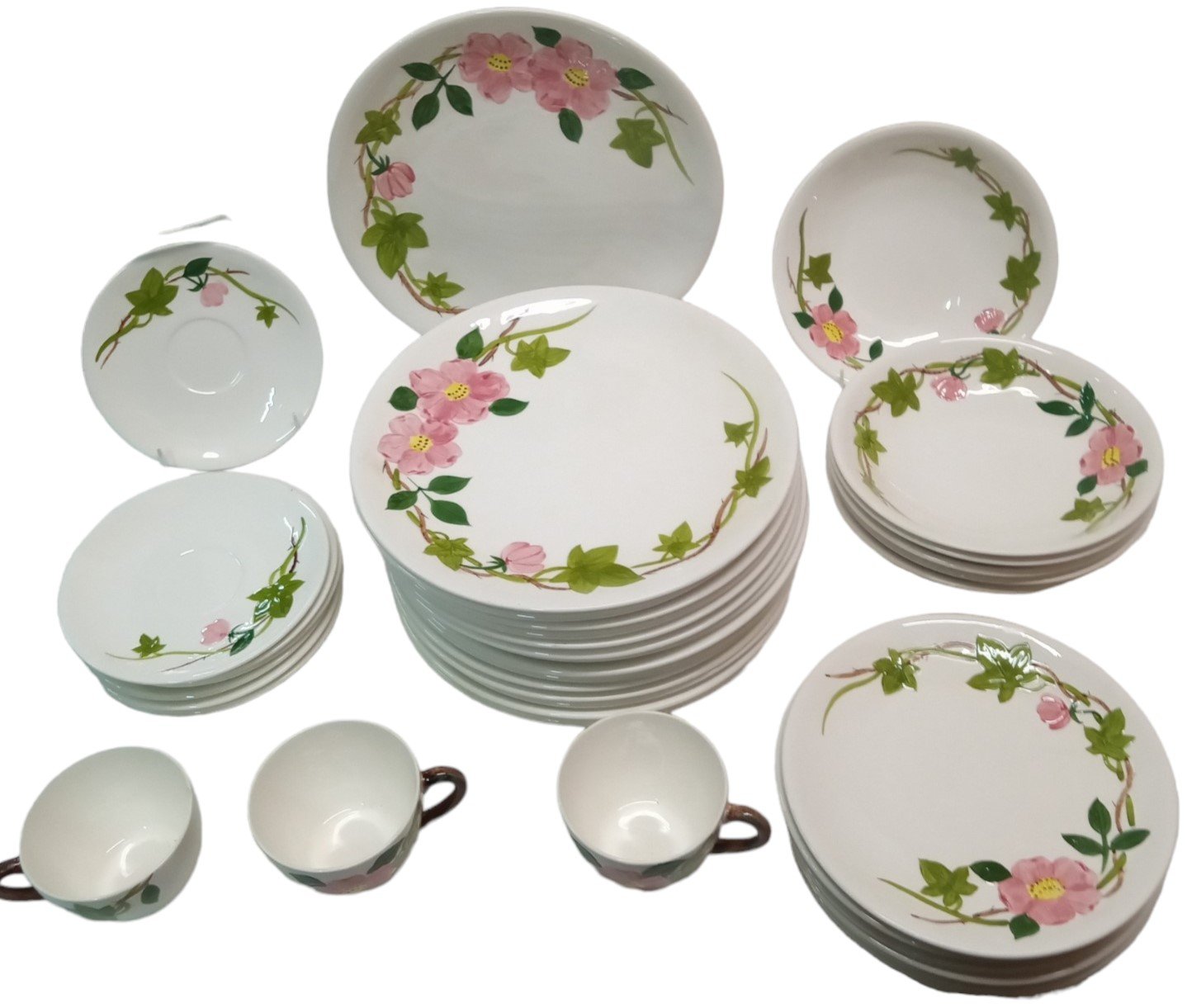Mountain Rose Dishes Antique Hand Painted Under Glaze Vintage