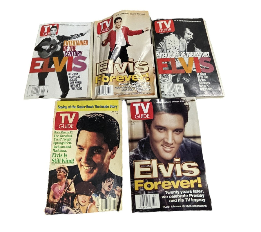 Elvis Presley TV Guides Collector's Lot of 5 Magazines 1989-2001