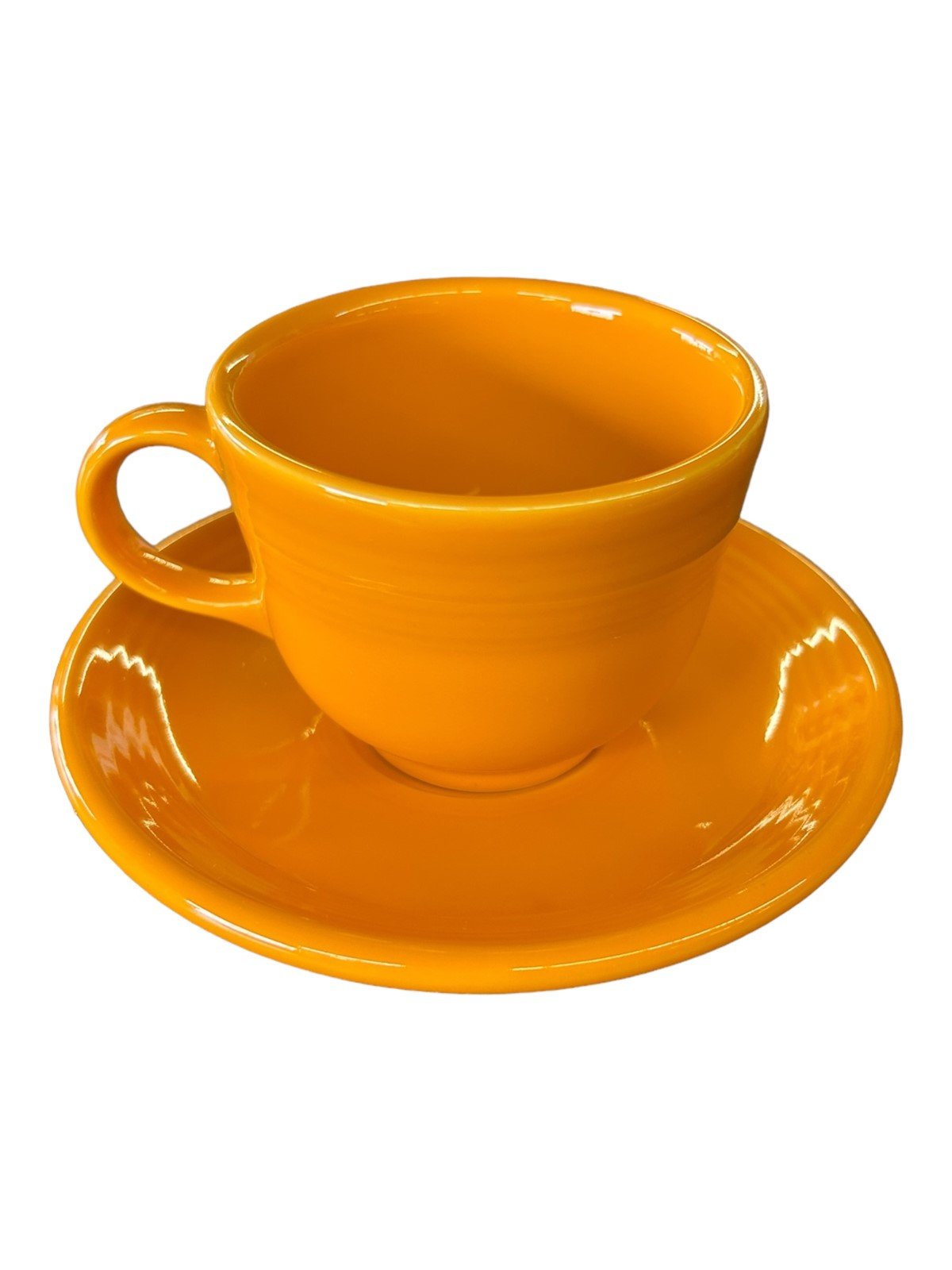 Fiesta - Butterscotch Yellow Tea Cup & Saucer Homer Laughlin Ceramic Set Dining