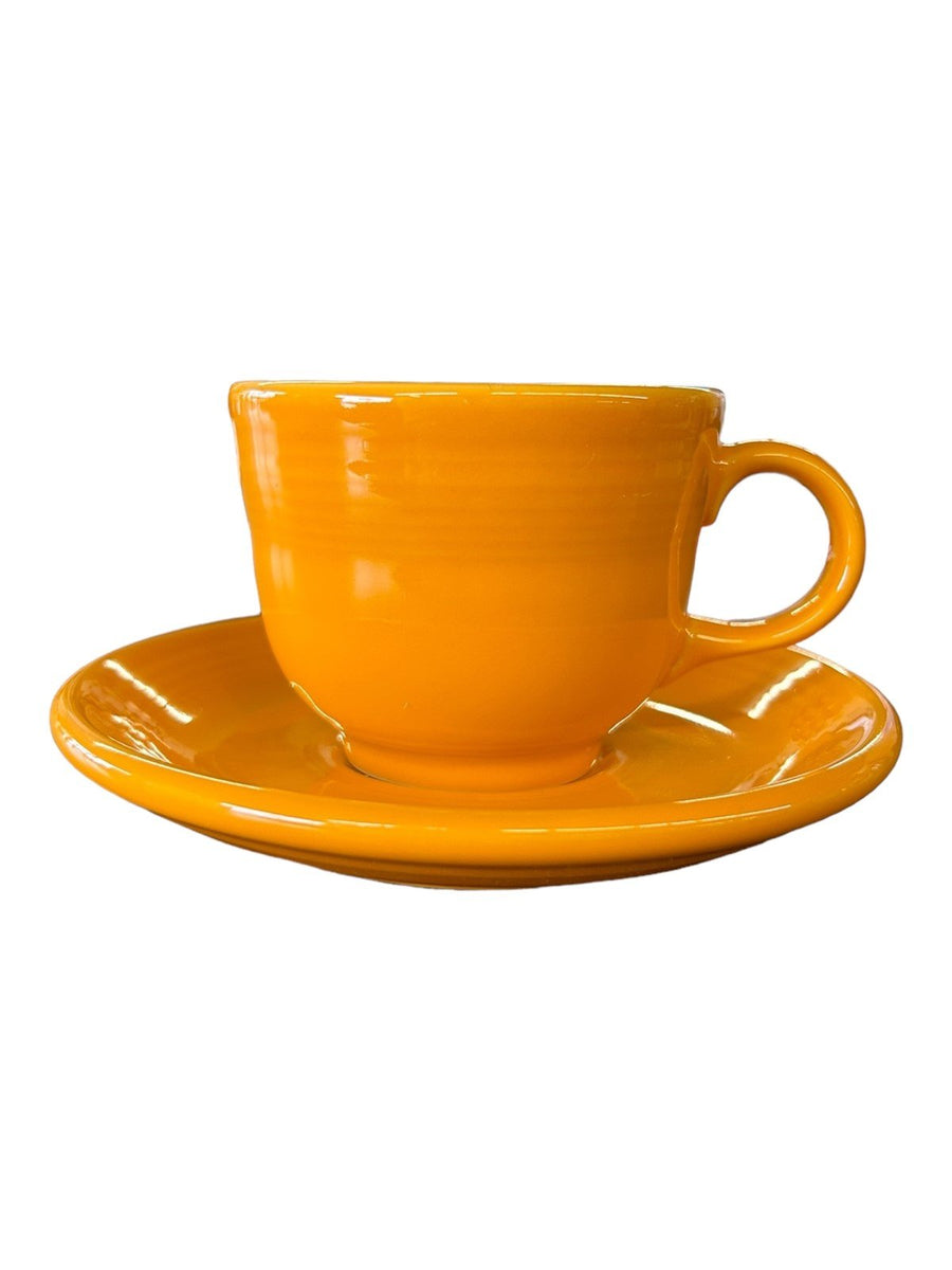 Fiesta - Butterscotch Yellow Tea Cup & Saucer Homer Laughlin Ceramic Set Dining