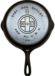 Griswold Cast Iron Skillet #6 Antique Large Logo - Block Letter Vintage
