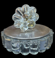 Heisey Crystal Glass Bowl Antique with Brass Lid Vintage Flower on Top
