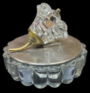 Heisey Crystal Glass Bowl Antique with Brass Lid Vintage Flower on Top