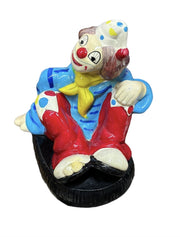 Clown Bank Vintage Plastic Jester Figure Taiwan Home Decor Blue Jacket Red Pants