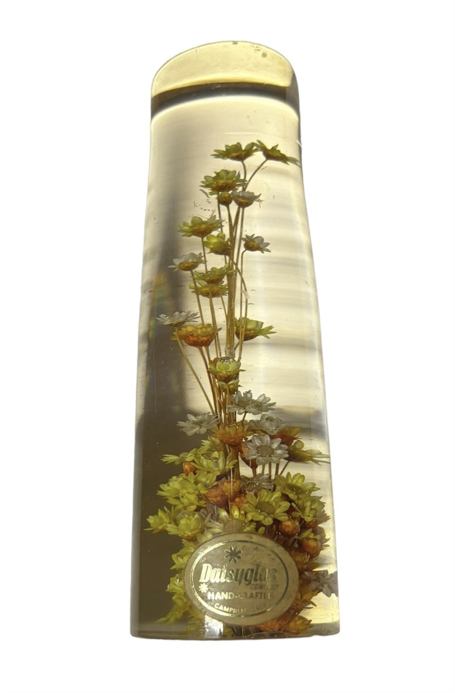 Lucite Daisies Flower Tower Home Decor Daisyglas Yellow Orange Gold