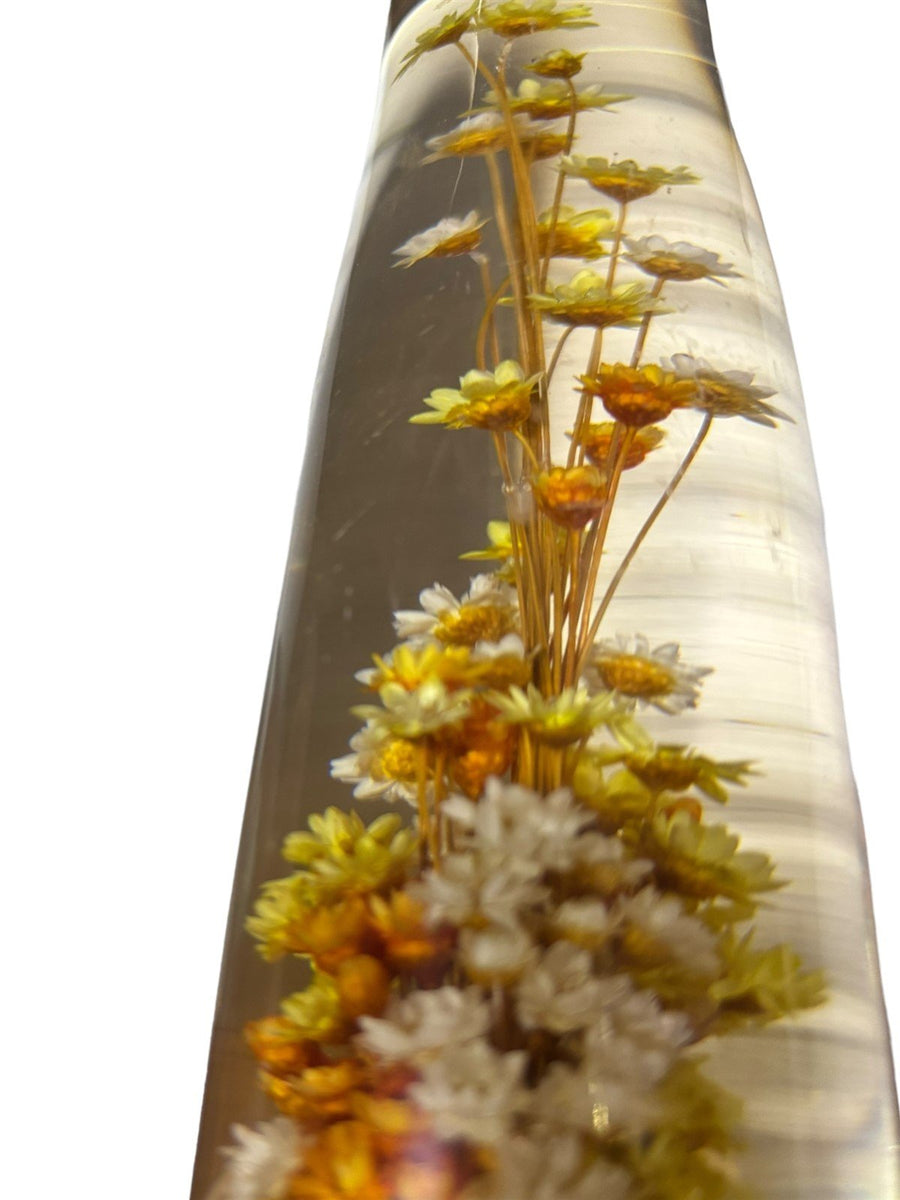 Lucite Daisies Flower Tower Home Decor Daisyglas Yellow Orange Gold