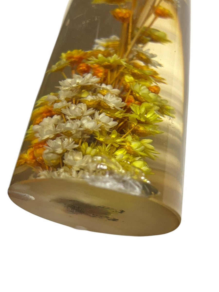 Lucite Daisies Flower Tower Home Decor Daisyglas Yellow Orange Gold