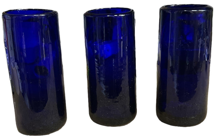 Cobalt Blue Tumblers Vintage Heavy Set of 3
