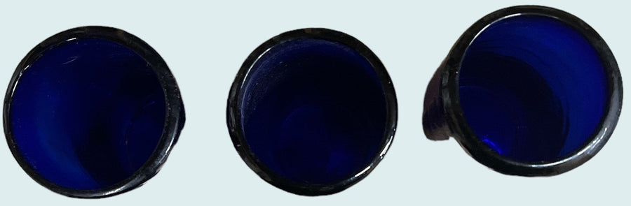 Cobalt Blue Tumblers Vintage Heavy Set of 3