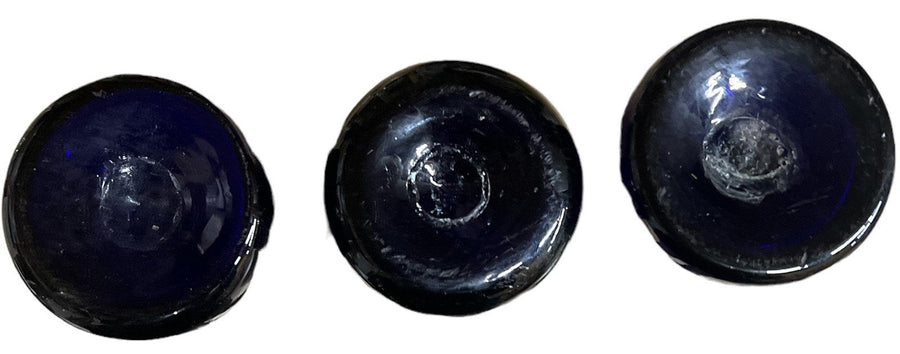 Cobalt Blue Tumblers Vintage Heavy Set of 3