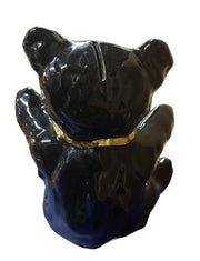 Pearl China Teddy Bear Bank Black Gold Bows Home Decor