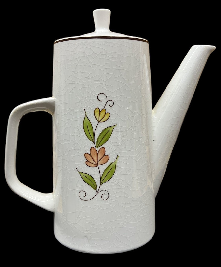 Mikasa Coffee/Tea Pot Antique Cera Stone Vintage Early Morn Japan Rooster