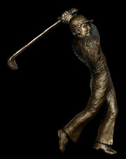 Copper Man Golfing Vintage Framed 13" x 16" Black Frame Wall Hanging