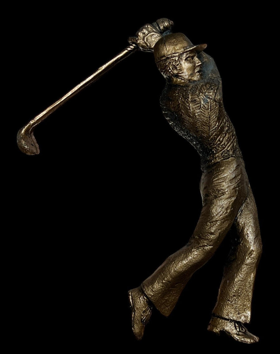 Copper Man Golfing Vintage Framed 13" x 16" Black Frame Wall Hanging