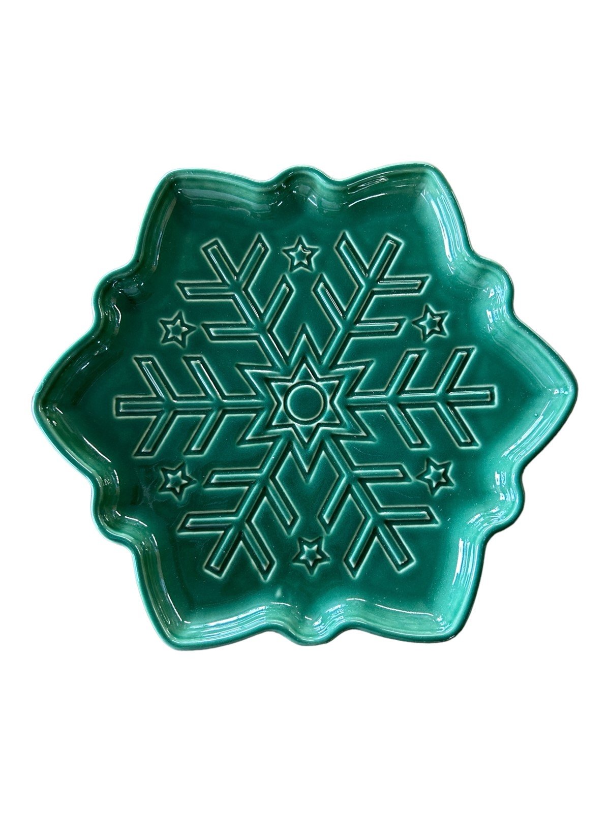 Fiesta - Jade Green Snowflake Shaped Plate Homer Laughlin Ceramic Kitchen Dish