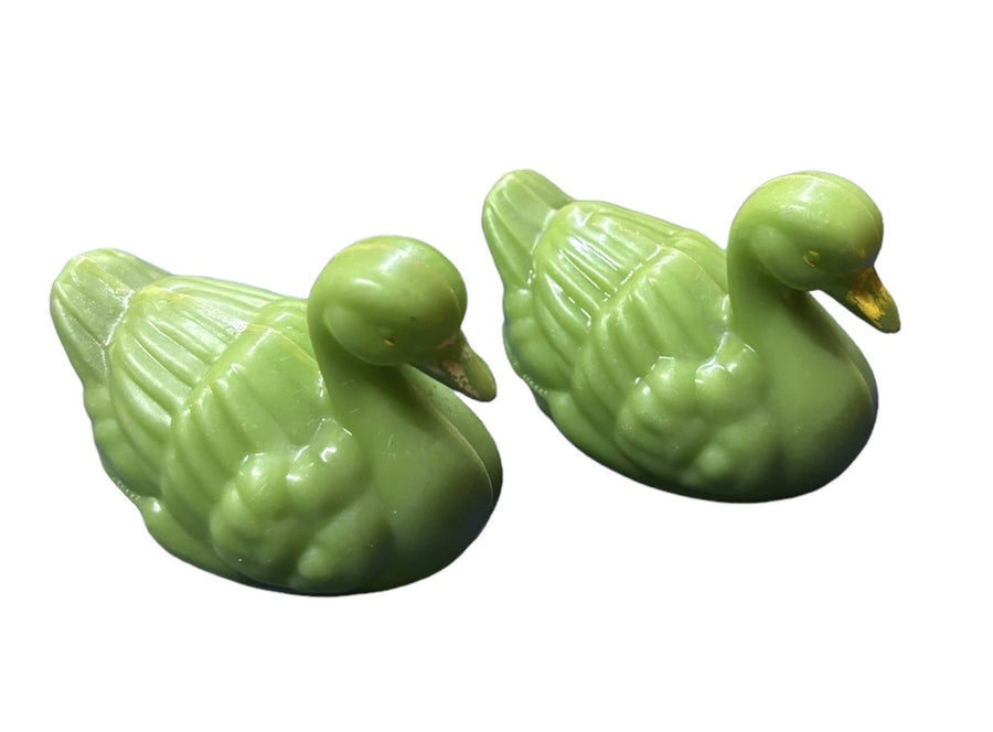 Rattles Pair of Plastic Ducks Green Vintage Baby Toys Plakie Toys