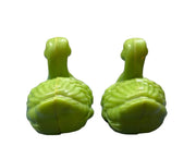 Rattles Pair of Plastic Ducks Green Vintage Baby Toys Plakie Toys