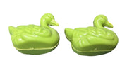 Rattles Pair of Plastic Ducks Green Vintage Baby Toys Plakie Toys