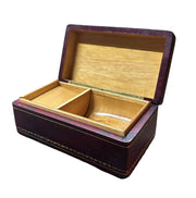 Jewelry Box Vintage Maroon Exterior Gold Detailing Wooden Interior