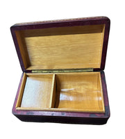 Jewelry Box Vintage Maroon Exterior Gold Detailing Wooden Interior