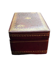 Jewelry Box Vintage Maroon Exterior Gold Detailing Wooden Interior