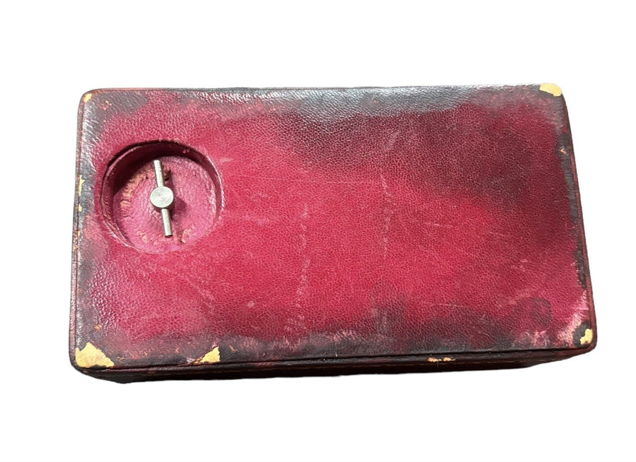 Jewelry Box Vintage Maroon Exterior Gold Detailing Wooden Interior