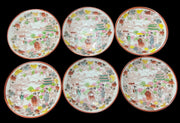 Japanese Women and Pagoda Saucers Antique Made in Japan Vintage Set of 6