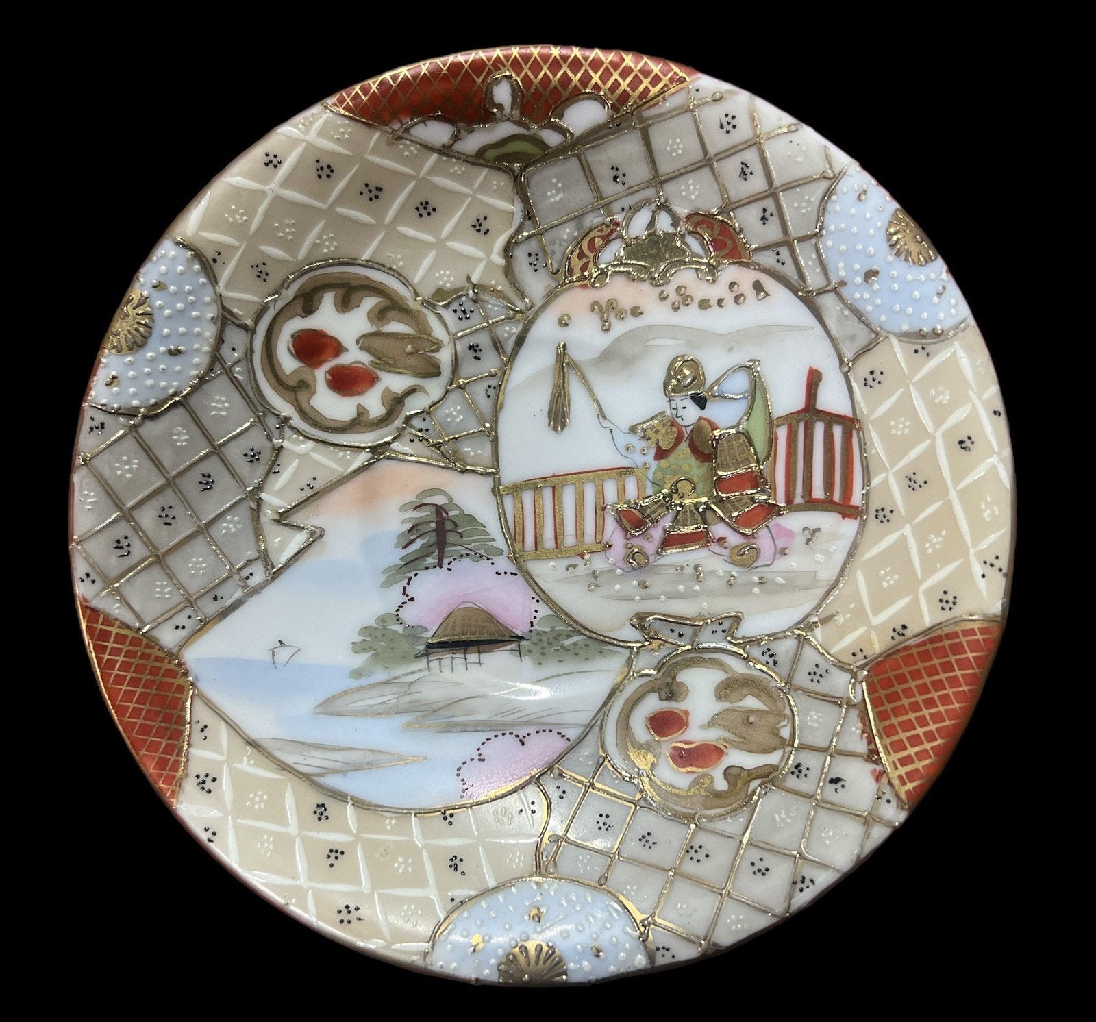 Nippon Plates Antique Handpainted Decorative Vintage 1970s 5" Diameter Set of 2