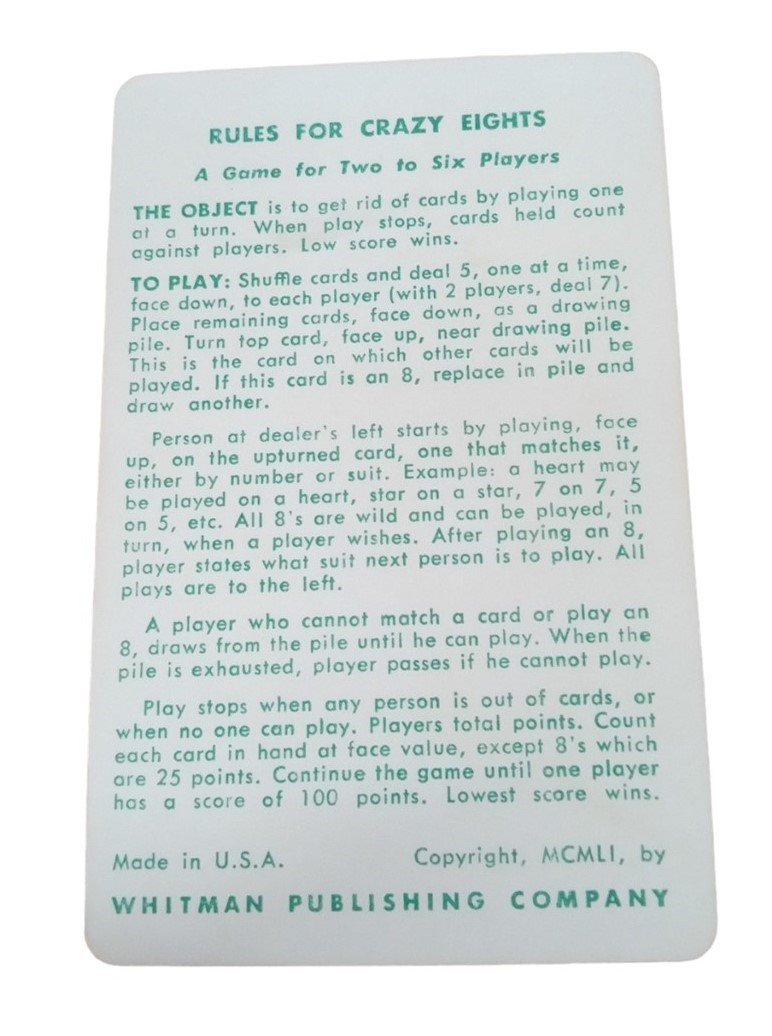 Whitman Crazy Eights Card Game Vintage Collectible Nostalgic 1960s