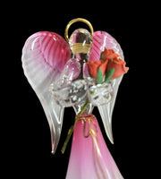 Glass Baron Red Angelique Figurine Pink Gold Angel Sculpture Home Decor