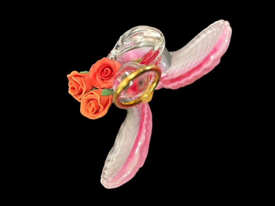 Glass Baron Red Angelique Figurine Pink Gold Angel Sculpture Home Decor