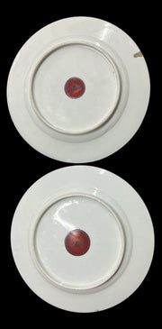 Ceramic Dragon Plate Antique Red Silver Vintage Set of 2 7.5" Diameter